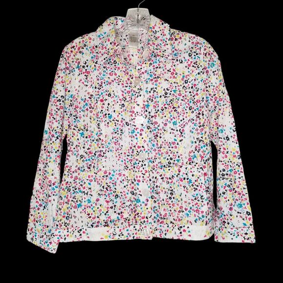 Drapers and Damons Floral White Eyelet Lace Button Up Shirt Small Petite - Picture 1 of 9